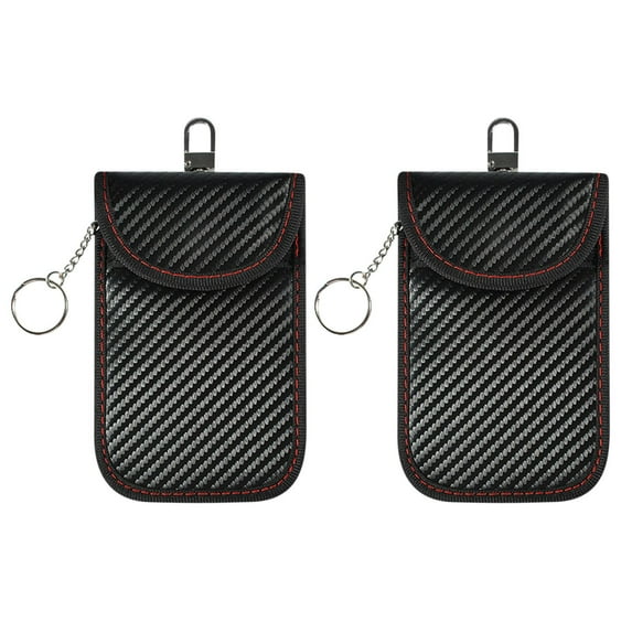 RRJ RFID Key Fob Protector, 2 Pack Car RFID Signal Blocking Anti-Theft Pouch, Anti-Hacking Case Blocker for Vehicle Security, Leather Key Fob Bag for Keyless Entry Remote