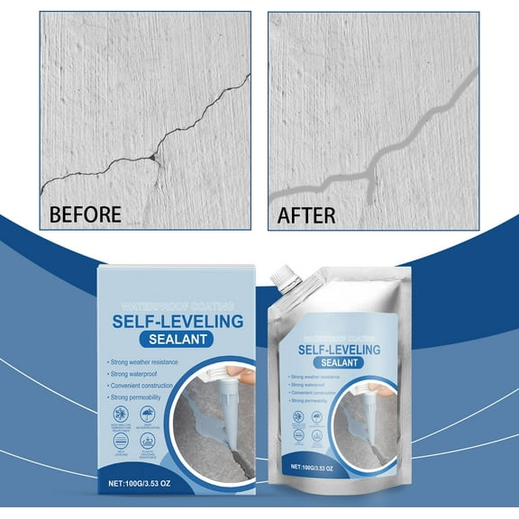 RRJ Self Leveling Sealant, Waterproof Crack Filler for Concrete Floors and Walls, Flexible Gap Filler Sealant for Driveway Basement Garage, Indoor Outdoor Weather Resistant Construction Repair Caulk