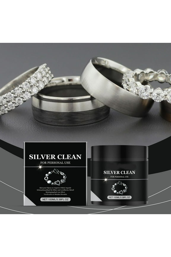 Silver Jewelry Cleaner, Anti-Tarnish Polishing Solution For Silver Rings Necklaces Earrings, Removes Oxidation Blackening Restores Shine, 100ml Household Jewelry Care Kit