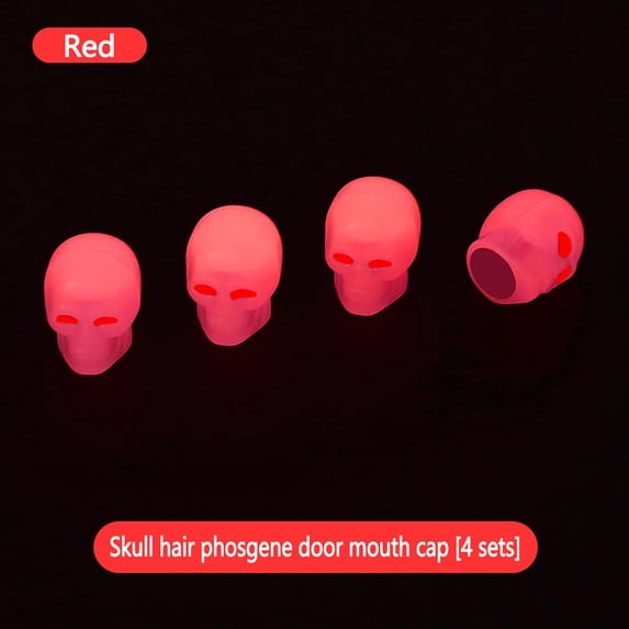 RRJ Skull Luminous Tire Valves Caps, Glow in The Dark Gas Nozzle Covers, 4PCS Car Motorcycle Truck Wheel Accessories, Dirt Dust Protection for Tire Valves Stems