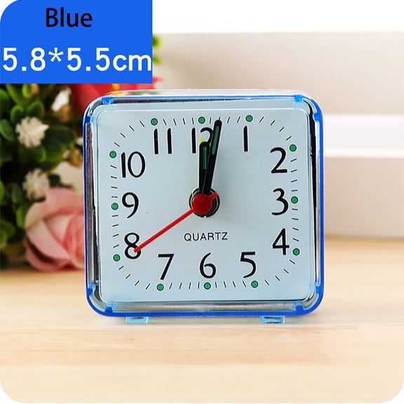 RRJ Small Travel Alarm Clock, Cute Portable Quartz Beep Clock, Compact Bedside Desk Clock for Study, Silent Non-Ticking Battery Operated Clock for Bedroom Dorm Office Decor