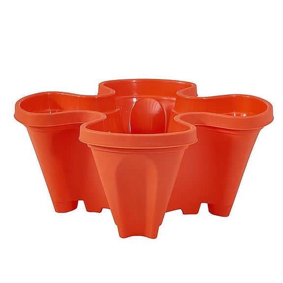 RRJ Stacked Planter Pot, 3D Four-Tier Vertical Flower Pot, Multi-Layer Superimposed Strawberry Planter for Balcony Garden, Home Office Decor, Space-Saving Planting System