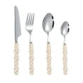 thumbnail image 1 of RRJ Stainless Steel Cutlery Set, 4-Piece Pearl Handle Tableware, Steak Knife Fork Spoon, Dessert Salad Silverware for Kitchen Dining Restaurant, 1 of 2