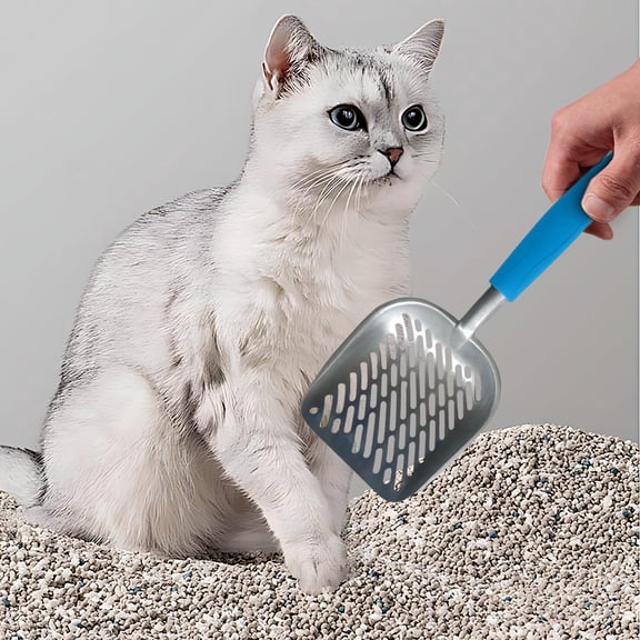 RRJ Stainless Steel Litter Scoop, Fine Mesh Sifting Cat Litter Shovel, Durable Metal Pet Waste Scooper for Odor Control and Easy Cleaning, Cat Litter Box Accessories for Kitty Litter Sand