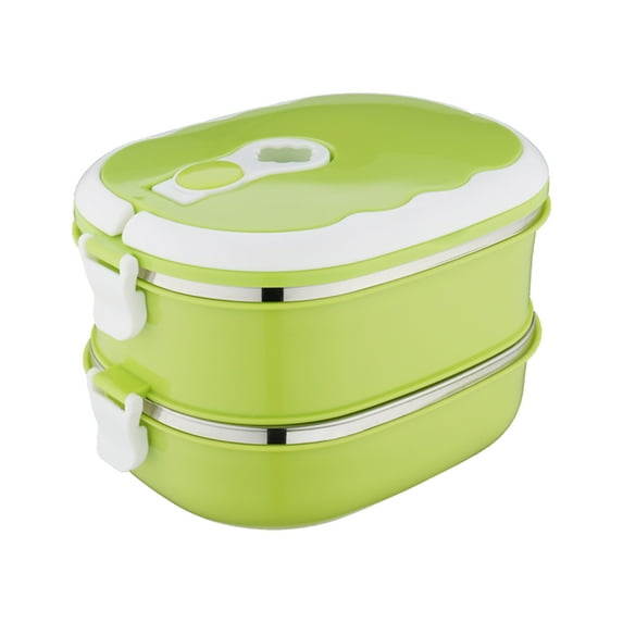 RRJ Stainless Steel Lunch Box, 2-Layer 1800ml Rectangular Food Container, Insulated Hot Cold Meal Prep Bento Box, Leakproof Portable Thermal Food Jar forKidsAdults Office Study Picnic