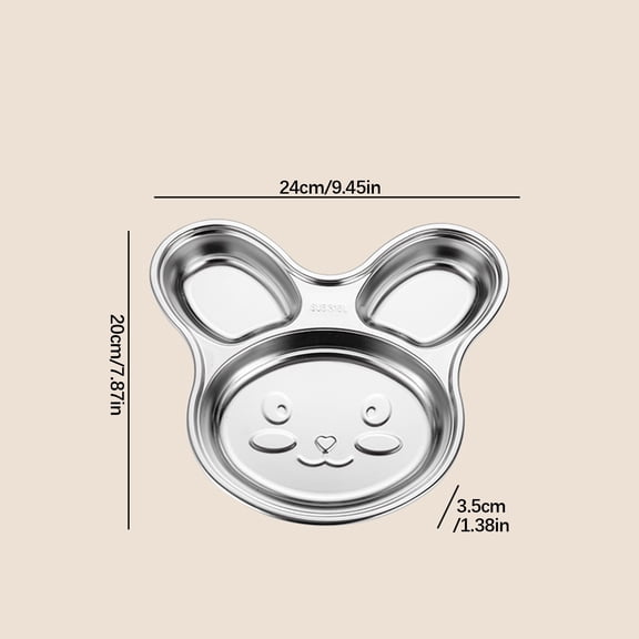 RRJ Stainless SteelChildren'sDivided Dining Tray, 316 Grade Little One TablewareKidsCompartmentalized Plate, Unbreakable Rustproof Little One Feeding Dish for High Chair Home Kitchen Use