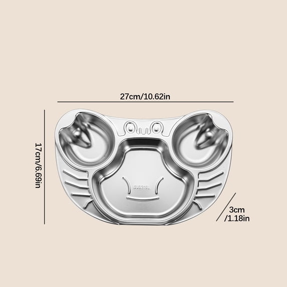 RRJ Stainless SteelChildren'sDivided Dining Tray, 316 Grade Little One TablewareKidsCompartmentalized Plate, Unbreakable Rustproof Little One Feeding Dish for High Chair Home Kitchen Use