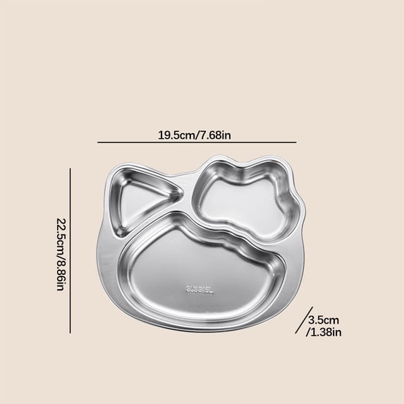 RRJ Stainless SteelChildren'sDivided Dining Tray, 316 Grade Little One TablewareKidsCompartmentalized Plate, Unbreakable Rustproof Little One Feeding Dish for High Chair Home Kitchen Use