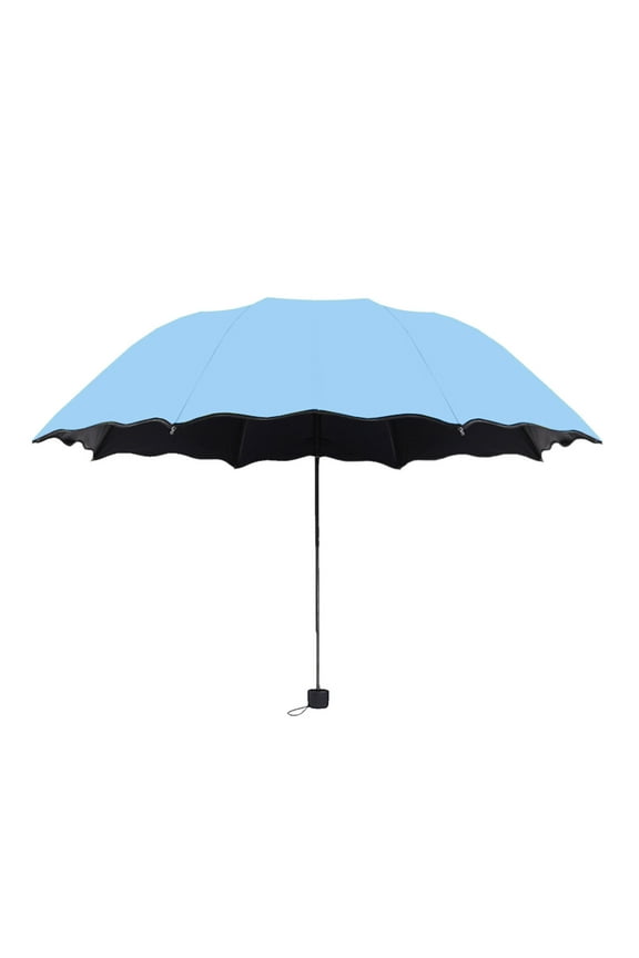 Summer Sun Protection Umbrella, UPF 50+ UV Blocking Folding Sunshade, Water Activated Floral Pattern Rain Umbrella with Windproof Fiberglass Ribs for Beach Travel Outdoor