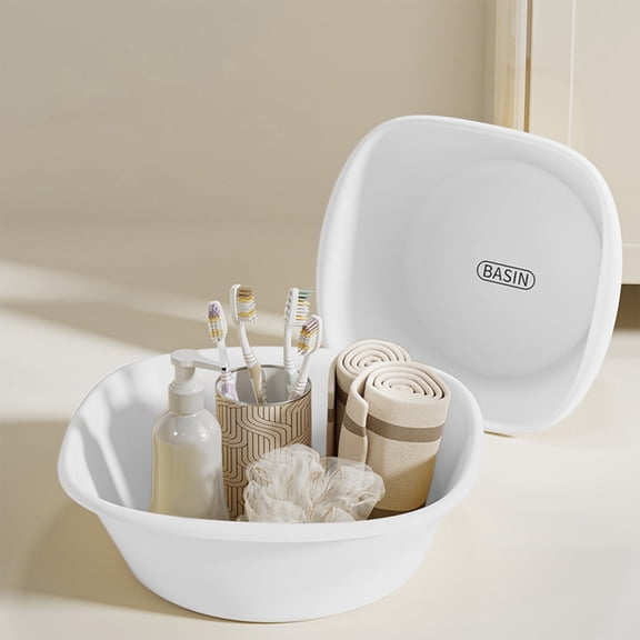 RRJ Thickened Plastic Wash Basin, Large Laundry Tub for Dormitory Study, Multi-Purpose Square Sink for Washing Feet Vegetables Clothes, Household Utility Basin for Bathroom Kitchen