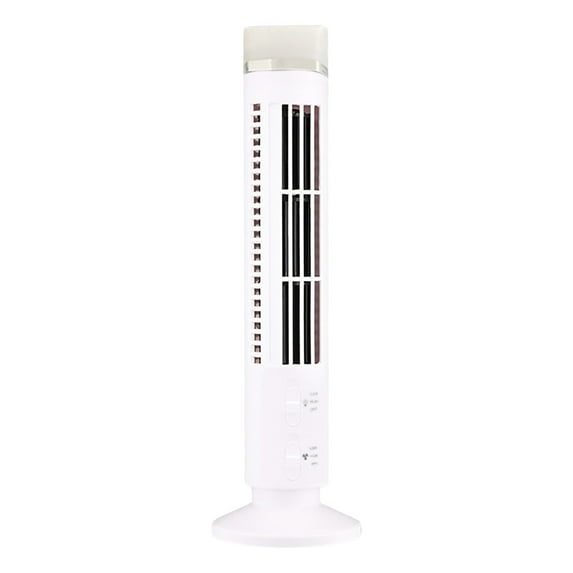 RRJ USB Tower Fan, Bladeless Mini Vertical Air Circulator with LED Display, Portable Desktop Fan for Bedroom Office Dorm, Quiet Cooling Fan with 2 Non-Slip Pads