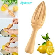 RRJ Wooden Lemon Juicer, Solid Beech Wood Reamer Hand Press Citrus Squeezer Extractor for Oranges Limes, Manual Kitchen Gadget Fruit Juice Maker Tool
