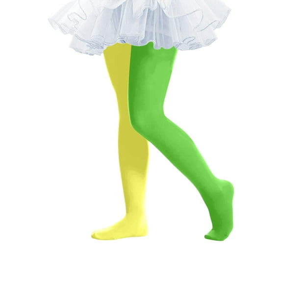RRMuAzgs Ballet Tights for Girls Lightweight Stretchy Double Color Footed Dance Tights Kids Leggings Costumes 2-8Y
