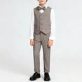 thumbnail image 1 of RRMuAzgs Boys 3 Piece Suit Set Solid Color Button Up Vest Pants Bow Tie Outfits Kids Dress Clothes Formal Suit for Boy, 1 of 7
