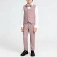 thumbnail image 1 of RRMuAzgs Boys 3 Piece Suit Set Solid Color Button Up Vest Pants Bow Tie Outfits Kids Dress Clothes Formal Suit for Boy, 1 of 7