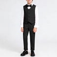 thumbnail image 1 of RRMuAzgs Boys 3 Piece Suit Set Solid Color Button Up Vest Pants Bow Tie Outfits Kids Dress Clothes Formal Suit for Boy, 1 of 7