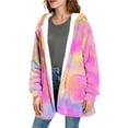 thumbnail image 1 of RRMuAzgs Fleece Jacket Women Printed Button Down Long Sleeve Cardigan 2025 Fall Winter Hooded Outfits Clothes with Pockets, 1 of 7