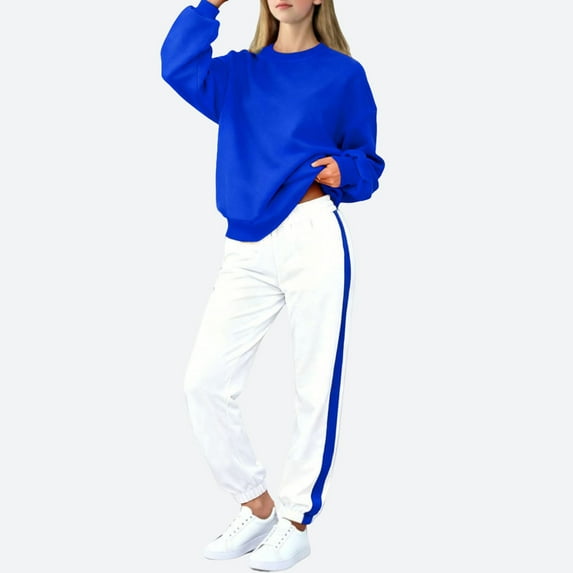RRMuAzgs Girl Clothes Long Sleeve Sweatshirts with Elastic Waist Sweatpants 2 Piece Outfits Color Blocked Girls Tracksuit