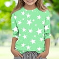 thumbnail image 1 of RRMuAzgs Girl's Star Printed Tops Round Neck 3/4 Sleeve Casual Sweatshirt Loose Soft Cute Trendy Tee Shirts 3-12 Years, 1 of 5