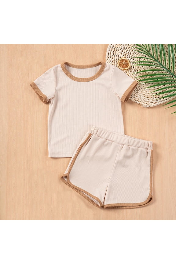 Girls Summer Clothes Sets Kids Short Sleeve Shorts Outfits Soft Breathable Casual Sets Size 1-6 Years