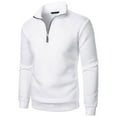 thumbnail image 1 of RRMuAzgs Men's Quarter Zip Up Pullover Long Sleeve Casual Sweatshirt Lightweight Stand Up Collar Solid Color Sweaters, 1 of 9