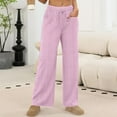 thumbnail image 1 of RRMuAzgs Women Casual Drawstring Elastic Waist Pants Loose Wide Leg Striped Pant Sweatpants with Pockets, 1 of 8