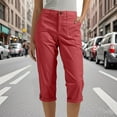 thumbnail image 1 of RRMuAzgs Women's Capri Pant Summer Trendy Zipper Front Cargo Pant Casual Button Work Cropped Trousers with Pockets, 1 of 7