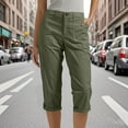 thumbnail image 1 of RRMuAzgs Women's Capri Pant Summer Trendy Zipper Front Cargo Pant Casual Button Work Cropped Trousers with Pockets, 1 of 7