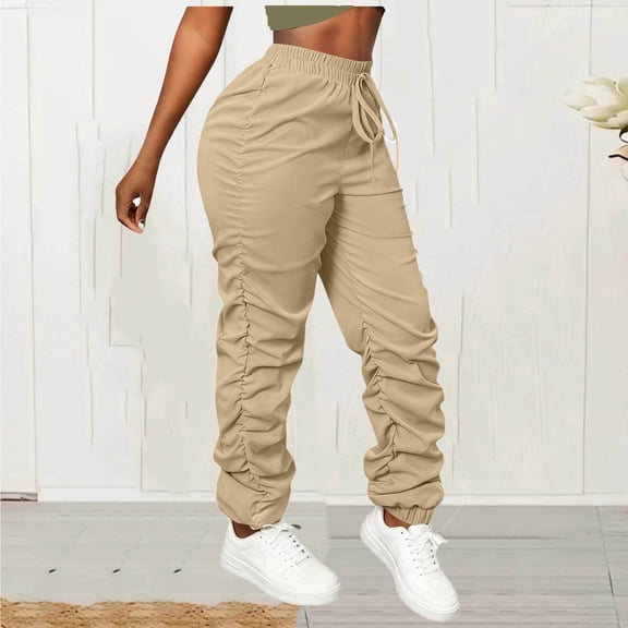 RRMuAzgs Women's Cargo Pants Lightweight Outdoor Hiking Travel Sweatpants Quick Dry Casual Joggers Solid COlor Elastic Waist Long Pants