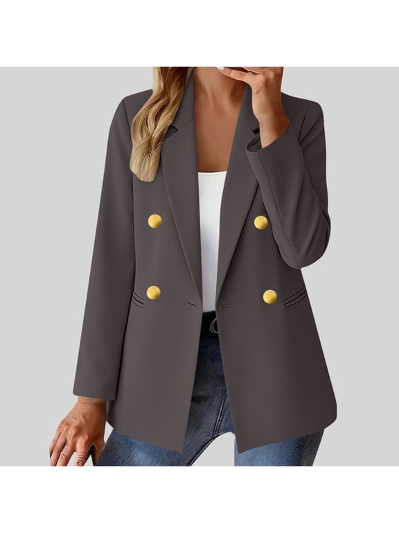 Women's Work Business Blazer Casual Office Tops Coats Long Sleeve Double Breasted Open Front Suit Jacket