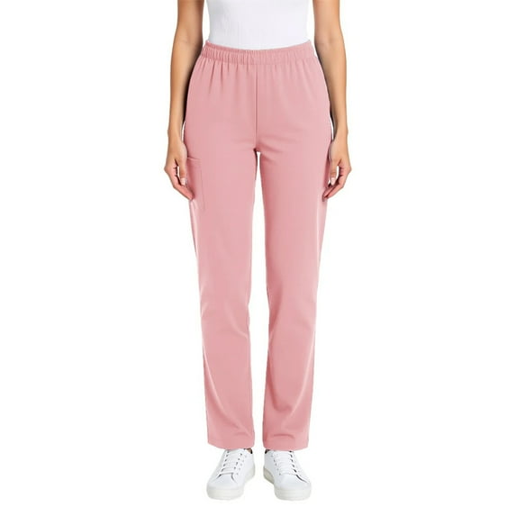 RRMuAzgs Womens Trouser Solid Color Slim Fit Straight Leg Pant Work Pants Elastic Waist Casual Long Pants with Pockets