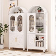 RRO Modern Metal Kitchen Pantry Storage Hutch Cabinet with Doors and Adjustable Shelves