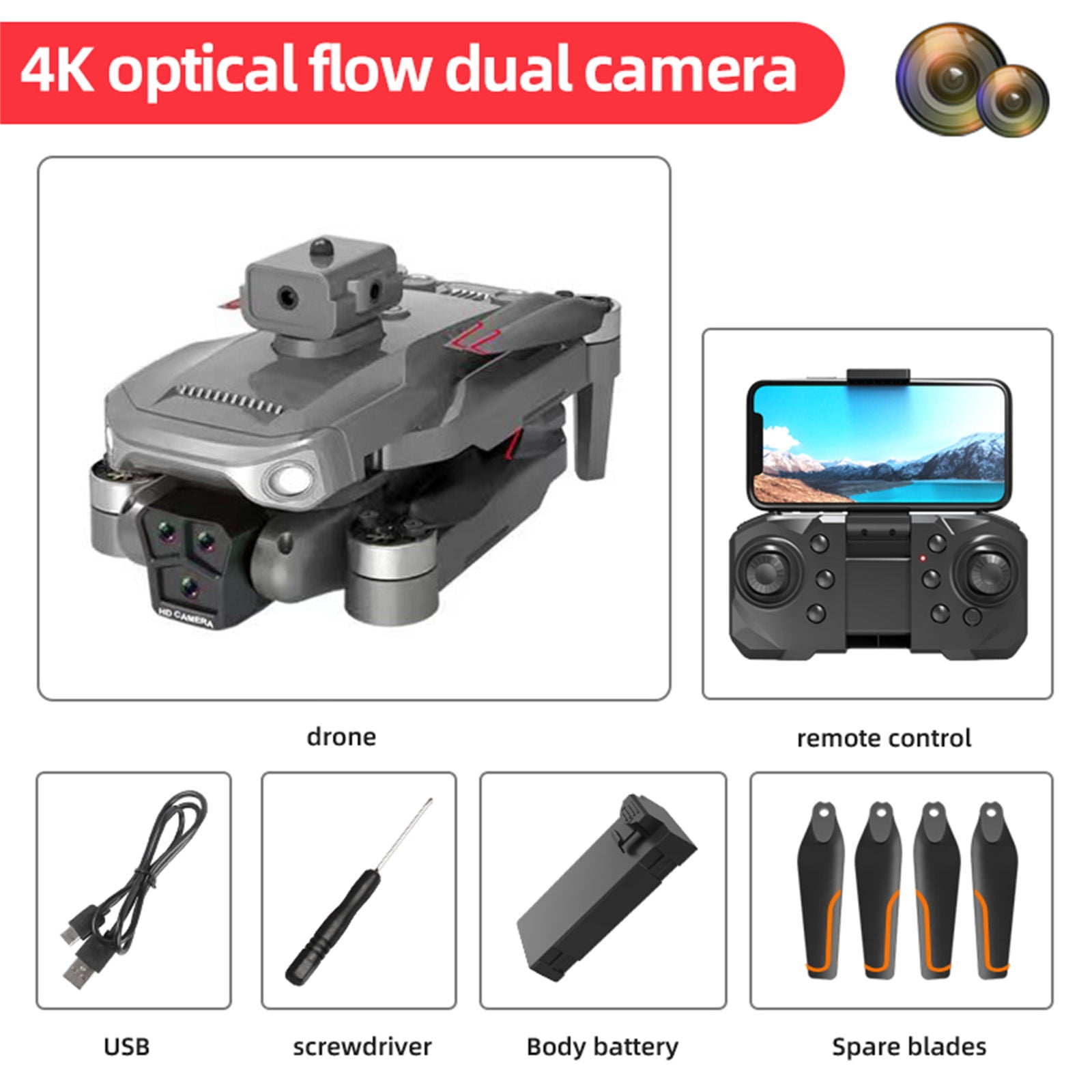 RRSCC Toys, Folding Drone HD Camera Aerial Photography Optical