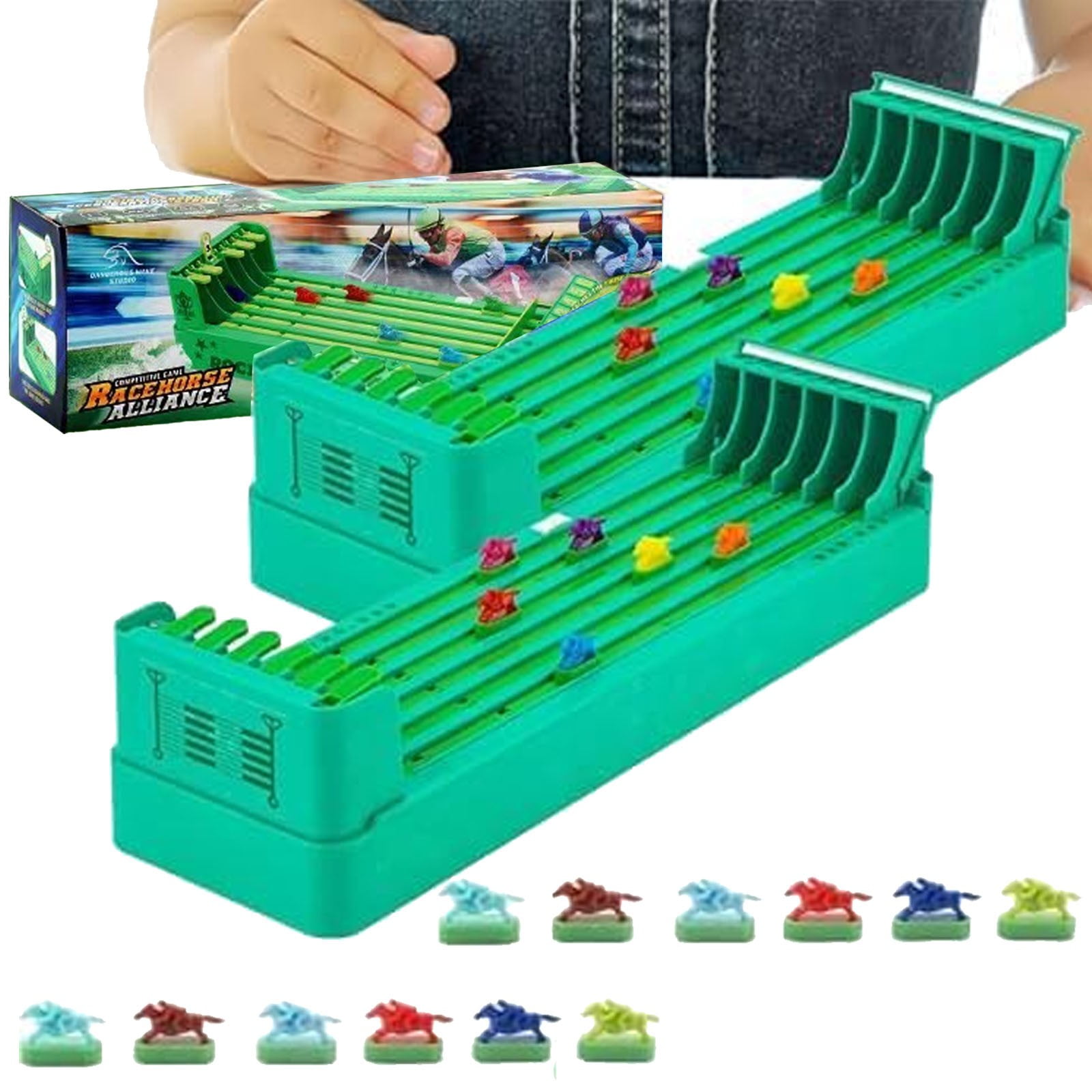 RRSCC Toys, Horse Racing Table Game with 12 Horses Game Chessboard LINE