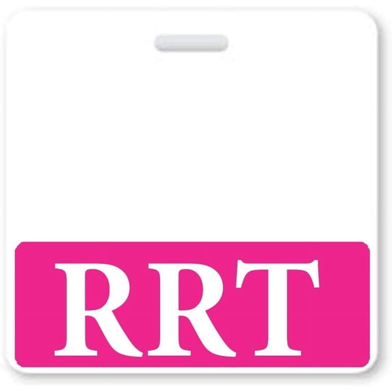 RRT Badge Buddy - Horizontal - Heavy Duty Badge Buddies for Registered Respiratory Therapists Spill Proof & Tear Resistant - Double Sided Card - Quick Role Identifier ID Card (1, Hot Pink)