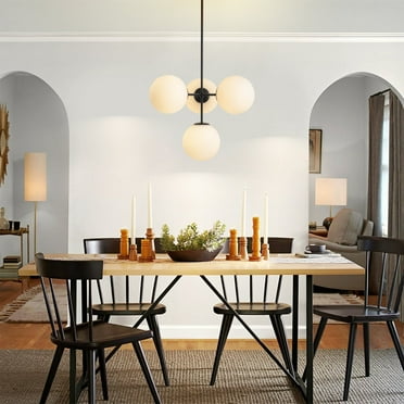 RRTYO Black or Gold Modern Sputnik Glass Globe Bubble Chandelier Pendant Light for Dining Room, Kitchen, Living Room, Foyer Black