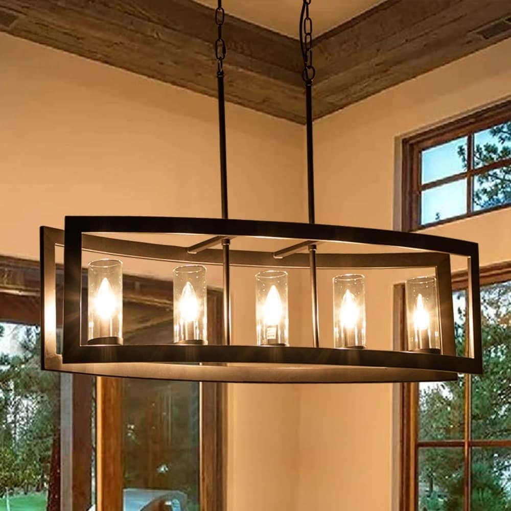 Oil Rubbed Bronze 5-Light Industrial Cage Pendant