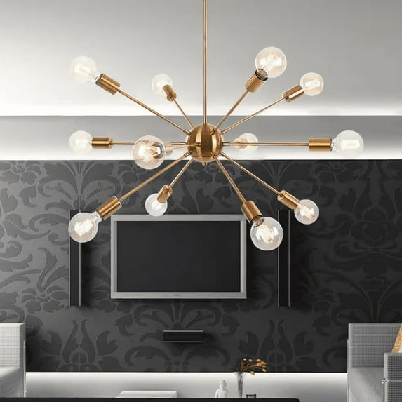 RRTYO Gamino 12-Light Gold Sputnik Sphere Chandelier