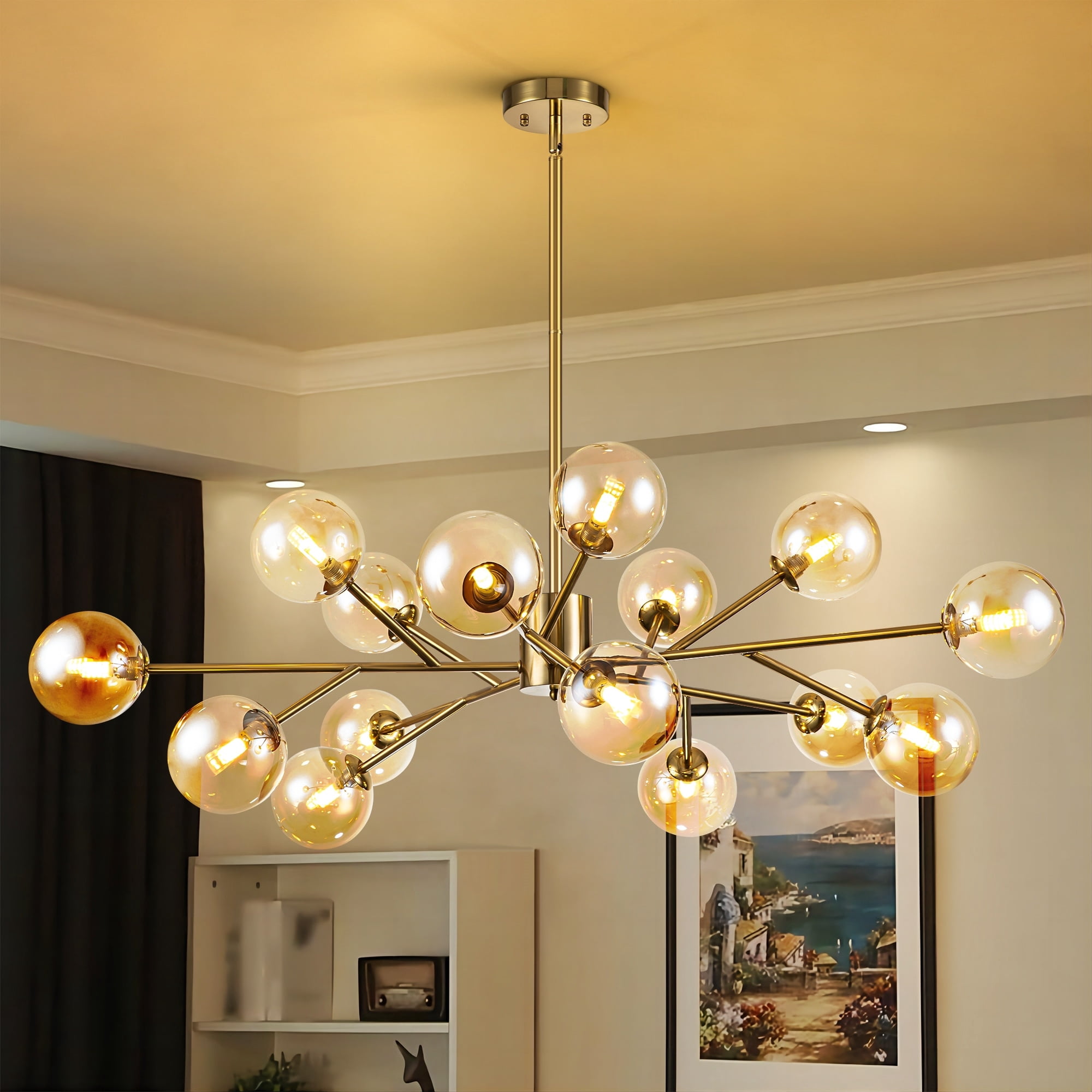 RRTYO 15 Light Modern Glam Sputnik Chandelier Ceiling Fixture 