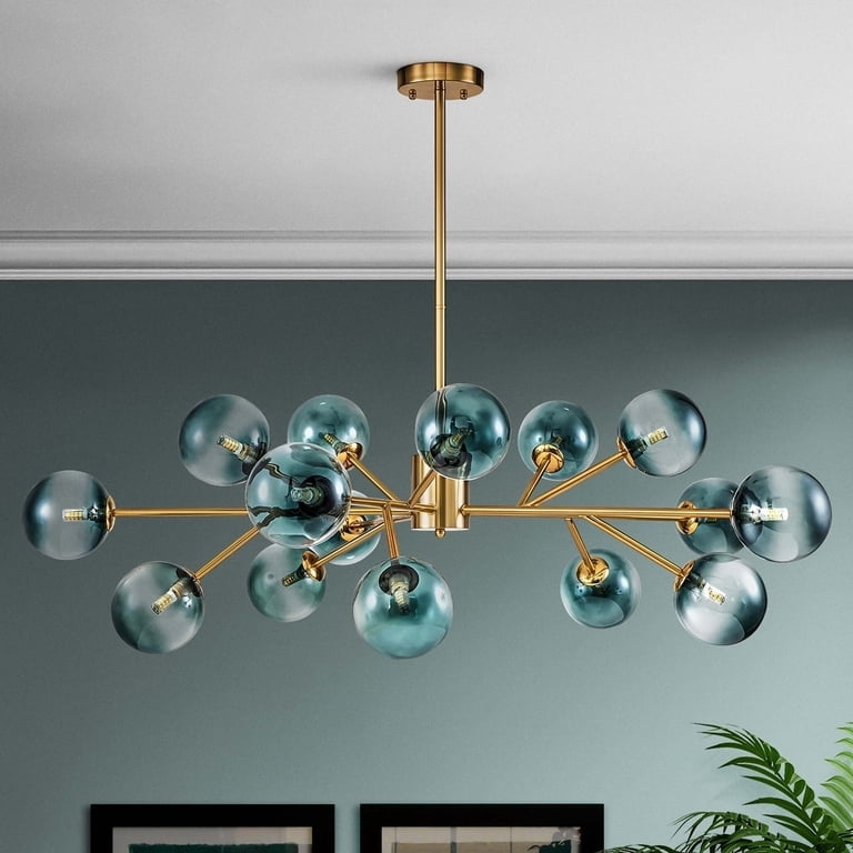 Rrtyo Modern Bubble Sputnik Chandelier, Black or Gold Finish