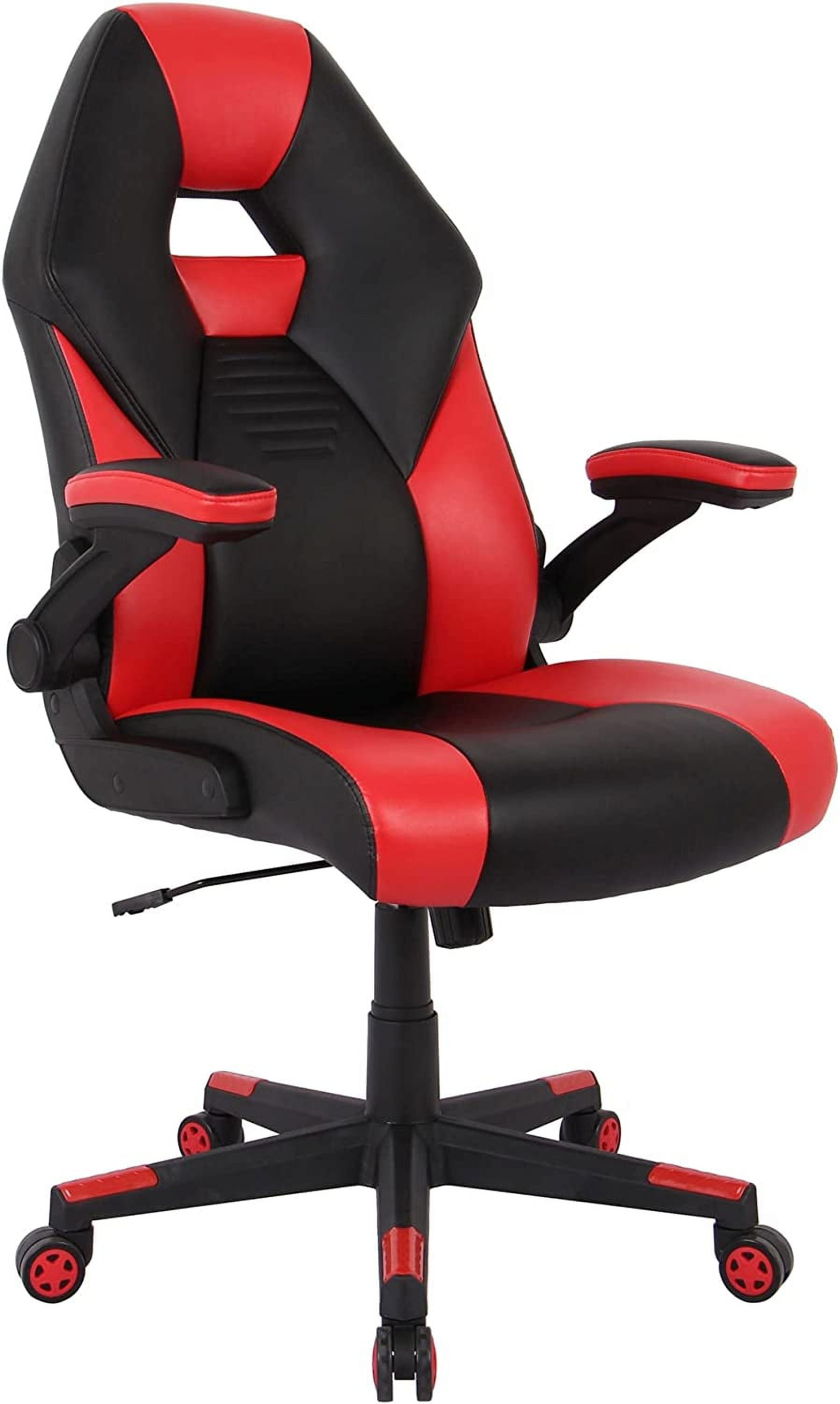 RS Gaming™ RGX Faux Leather High-Back Gaming Office Chair, Black/Red, BIFMA Compliant