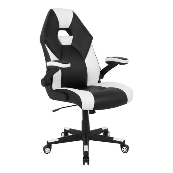 RS Gaming™ RGX Faux Leather High-Back Gaming Office Chair, Black/White, BIFMA Compliant