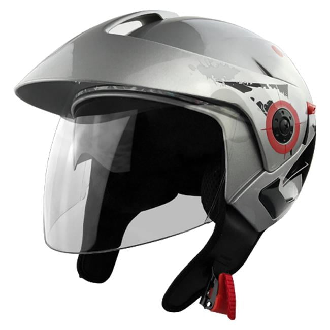 RS Helmets RS-8616-AM 3 by 4 Open Face Motorcycle Helmet with Face  Shield, Silver - Walmart.com