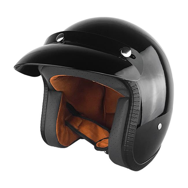 RS Helmets RS-8658 Gloss Black-AXL 3 by 4 Open Face Motorcycle Helmet with Visor Gloss&#44; Black - image 1 of 4