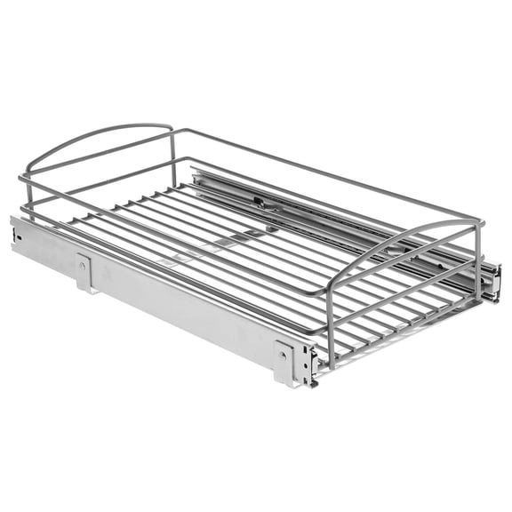 RS-MUB-11-FN 5 in. H x 12 in. W x 20 in. D Multi-Use Pull-Out Basket Cabinet Organizer in Silver Roller Slides