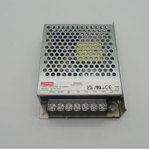 RS Pro 2543506 12V 8.5A 100W 1 Output AC-DC Power Supply