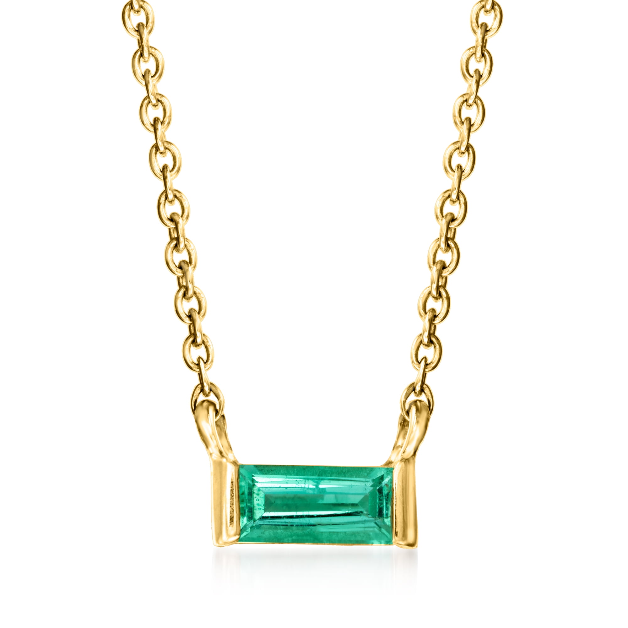 RS Pure by Ross Simons 0.10 Carat Emerald Necklace in 14kt Yellow Gold Women s Adult