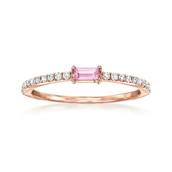 Pure Collection by Ross-Simons 0.10 Carat Pink Sapphire and .20 ct. t.w. Diamond Ring in 14kt Rose Gold, Women's, Adult