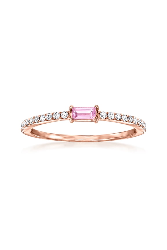 Pure Collection by Ross-Simons 0.10 Carat Pink Sapphire and .20 ct. t.w. Diamond Ring in 14kt Rose Gold, Women's, Adult