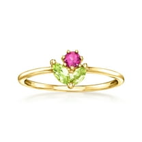 Pure Collection by Ross-Simons 0.10 Carat Rhodolite Garnet and .17 ct. t.w. Peridot Flower Ring in 14kt Yellow Gold, Women's, Adult